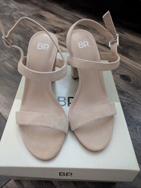 bp Women's Nude Block Heel Sandals